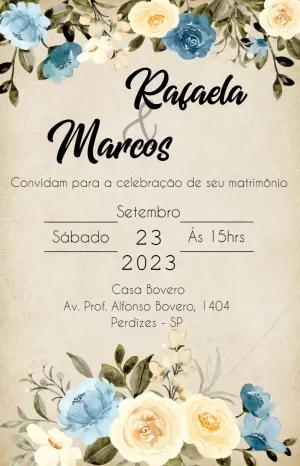 Convite de Casamento Vintage Floral para Editar Online