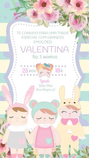 Convite Aniversário Boneca Metoo Editável Online