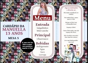 Menu de Aniversário Taylor Swift The Eras Tour Editável Online