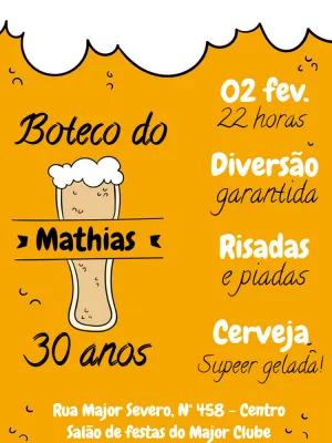 Convite de Aniversário Tema Boteco para Editar Online