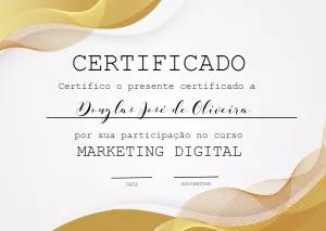 Certificado de Marketing Digital Editável para Imprimir Online