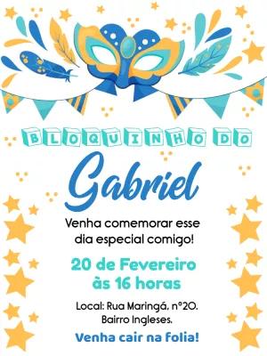Convite de Aniversário Bloquinho de Carnaval para Editar Online