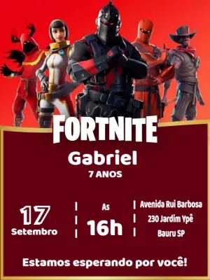 Convite Aniversário Fortnite com Personagens para Editar Online