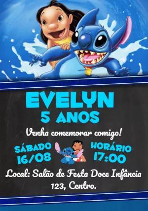Convite de Aniversário Lilo & Stitch para Editar Online