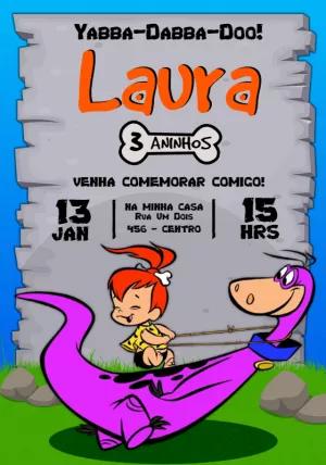 Convite de Aniversário Pedrita e Dino para Editar Online
