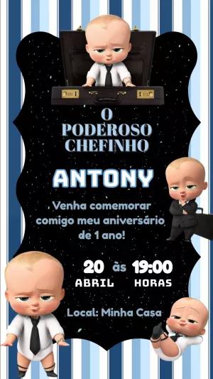 Convite Aniversário O Poderoso Chefinho para Editar Online