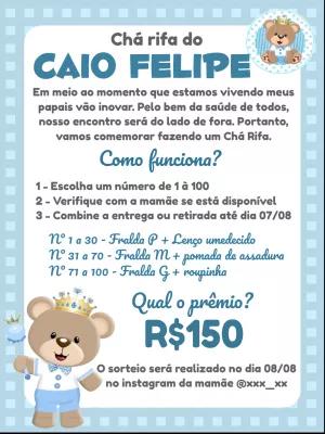 Convite Chá Rifa Ursinho Príncipe para Editar Online