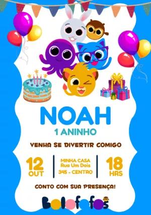 Convite de Aniversário Bolofofos para Editar Online