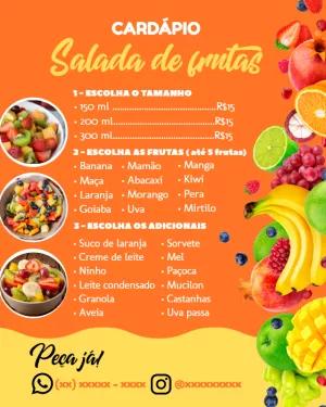 Cardápio Salada de Frutas Moderno para Editar Online