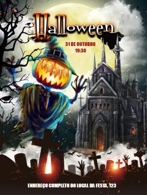Convite de Halloween Assustador com Abóbora para Editar Online