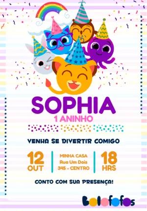 Convite Aniversário Bolofofos com Personagens para Editar Online