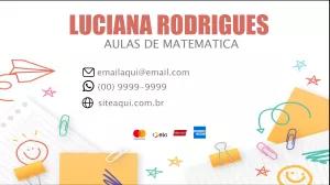 Cartão de Visita Aulas de Matemática Criativo para Editar