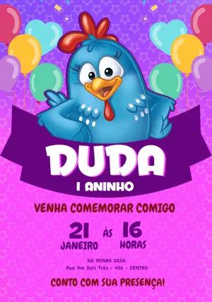 Convite de Aniversário Galinha Pintadinha para Editar Online