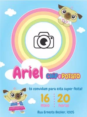 Convite Aniversário Chip e Potato com Foto para Editar Online