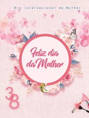 Post Dia da Mulher Floral com Borboleta para Editar Online