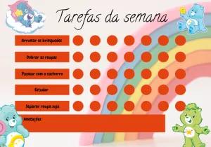 Quadro de Tarefas Ursinhos Carinhosos Editável para Imprimir
