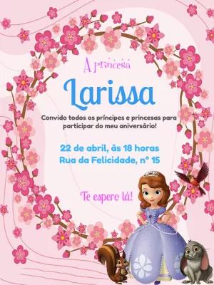 Convite de Aniversário Princesa Sofia para Editar Online