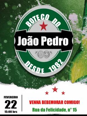 Convite de Aniversário Boteco Cerveja para Editar Online