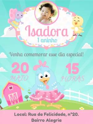 Convite Aniversário Galinha Pintadinha Candy com Foto para Editar