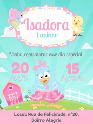 Convite Aniversário Galinha Pintadinha Candy para Editar Online