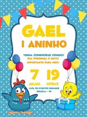 Convite de Aniversário Galinha Pintadinha para Editar Online