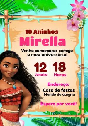 Convite de Aniversário Moana para Editar Online