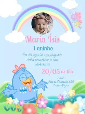 Convite Aniversário Galinha Pintadinha Candy com Foto para Editar