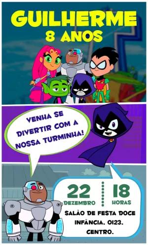 Convite de Aniversário Jovens Titãs para Editar Online