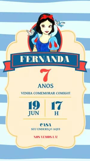 Convite Aniversário Branca de Neve para Editar Online