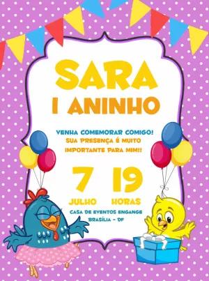 Convite Aniversário Galinha Pintadinha com Personagens para Editar