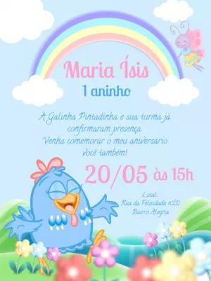 Convite Aniversário Galinha Pintadinha Candy para Editar Online