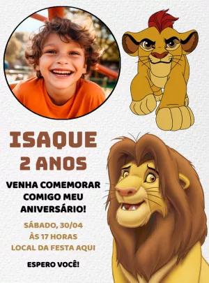 Convite Aniversário A Guarda do Leão com Foto para Editar Online