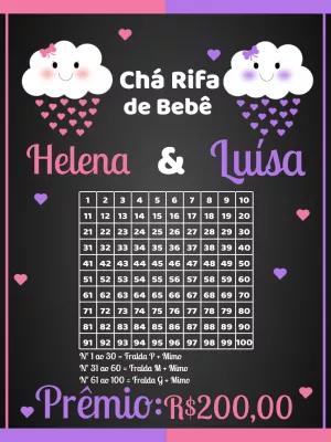 Chá Rifa de Gêmeas Nuvens Fofas para Editar Online