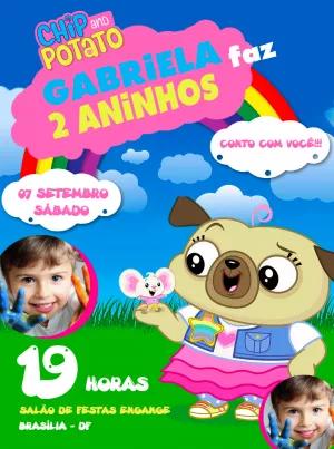 Convite de Aniversário Chip and Potato com Foto para Editar
