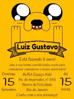 Convite de Aniversário Jake do Hora de Aventura para Editar Online