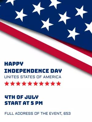4th of July Invitation with American Flag to Edit Online