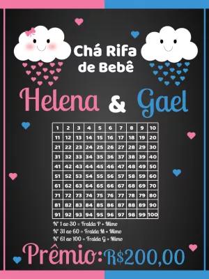 Rifa Chá de Bebê Gêmeos Casal para Editar Online