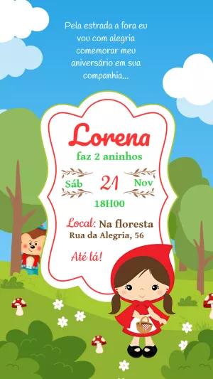 Convite Aniversário Chapeuzinho Vermelho para Editar Online