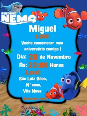 Convite Aniversário Procurando Nemo com Personagens para Editar