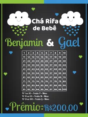 Chá Rifa Gêmeos Nuvens Fofas para Editar Online e Imprimir