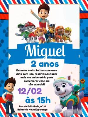Convite de Aniversário Patrulha Canina para Editar Online