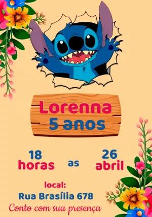 Convite de Aniversário Lilo & Stitch para Editar Online