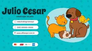 Cartão de Visita Adestrador de Pets Editável Online com Animais