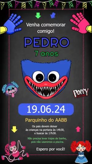 Convite de Aniversário Poppy Playtime para Editar Online