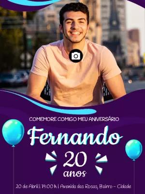 Convite de Aniversário Masculino com Foto para Editar Online