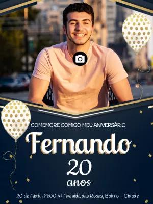 Convite de Aniversário Masculino com Foto para Editar Online