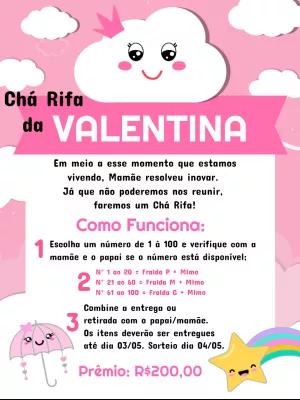 Convite Chá Rifa Chuva de Amor com Nuvens para Editar Online