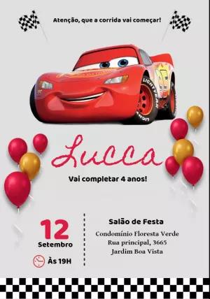 Convite Aniversário Carros Relâmpago McQueen para Editar