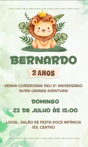 Convite de Aniversário Leãozinho Safari para Editar Online