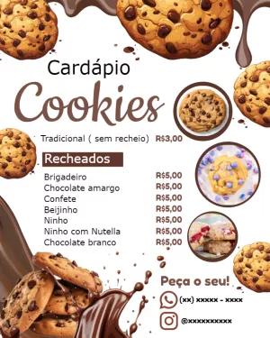 Cardápio de Cookies Ilustrado para Editar Online e Imprimir